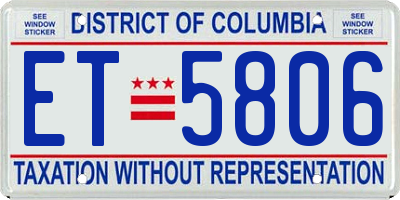 DC license plate ET5806