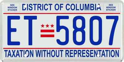 DC license plate ET5807