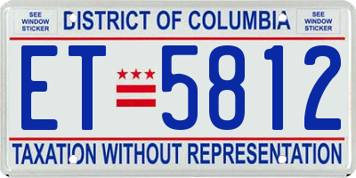 DC license plate ET5812