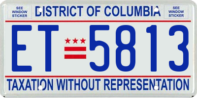 DC license plate ET5813