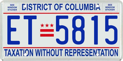 DC license plate ET5815