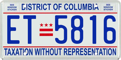 DC license plate ET5816
