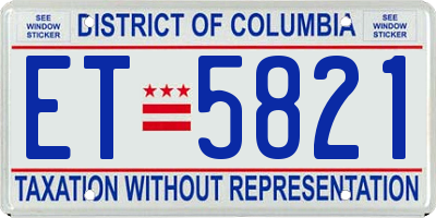 DC license plate ET5821