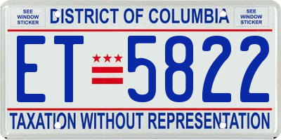DC license plate ET5822