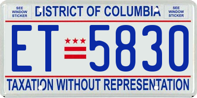 DC license plate ET5830