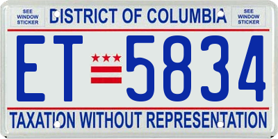 DC license plate ET5834