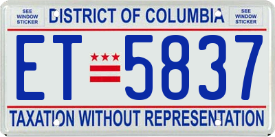 DC license plate ET5837