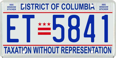 DC license plate ET5841