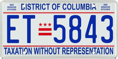 DC license plate ET5843