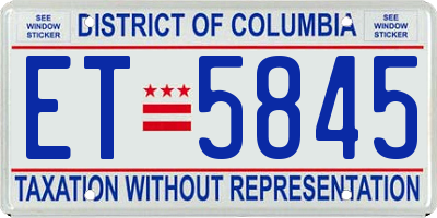 DC license plate ET5845