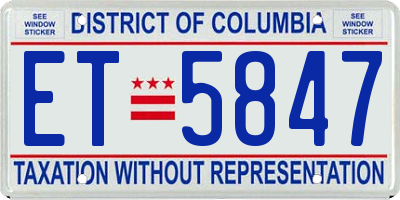 DC license plate ET5847