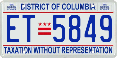 DC license plate ET5849