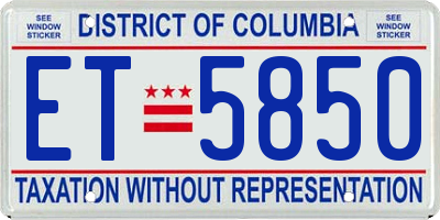 DC license plate ET5850