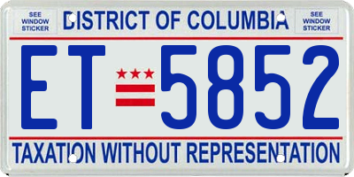 DC license plate ET5852