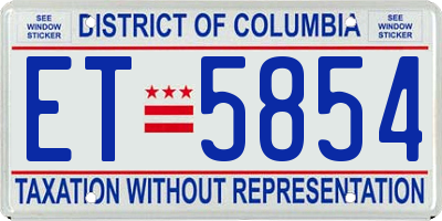 DC license plate ET5854