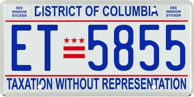 DC license plate ET5855
