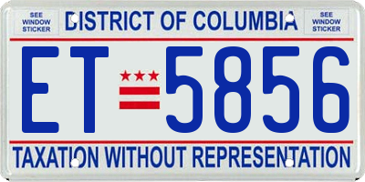 DC license plate ET5856