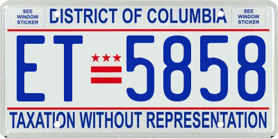 DC license plate ET5858