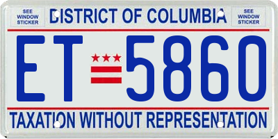 DC license plate ET5860