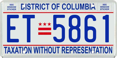 DC license plate ET5861