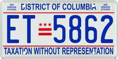 DC license plate ET5862