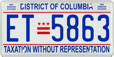 DC license plate ET5863