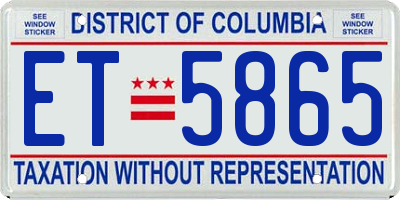 DC license plate ET5865