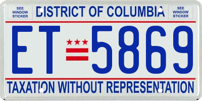 DC license plate ET5869