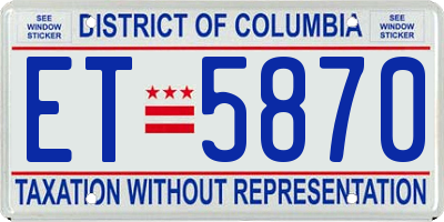 DC license plate ET5870