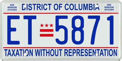 DC license plate ET5871