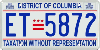 DC license plate ET5872