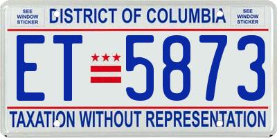 DC license plate ET5873