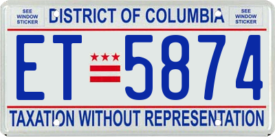 DC license plate ET5874