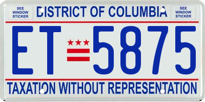 DC license plate ET5875