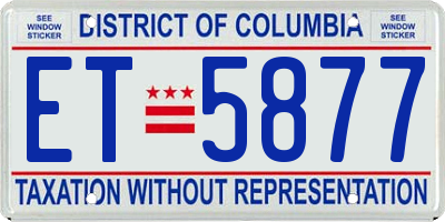 DC license plate ET5877