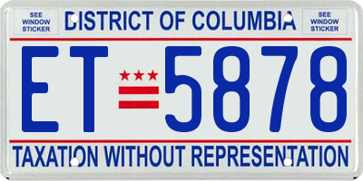 DC license plate ET5878