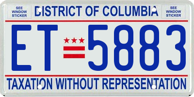 DC license plate ET5883