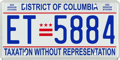 DC license plate ET5884