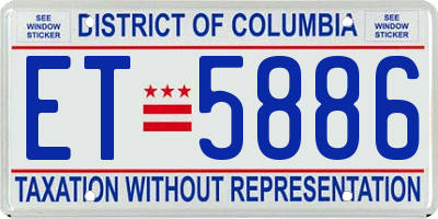 DC license plate ET5886