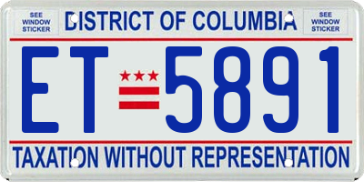 DC license plate ET5891