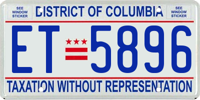 DC license plate ET5896