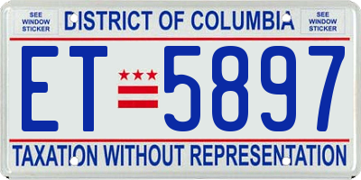 DC license plate ET5897