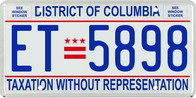 DC license plate ET5898