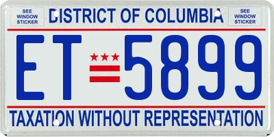 DC license plate ET5899