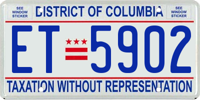 DC license plate ET5902