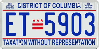 DC license plate ET5903