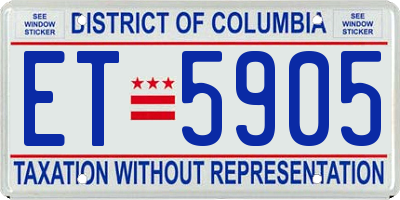 DC license plate ET5905