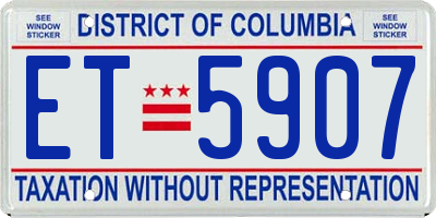 DC license plate ET5907