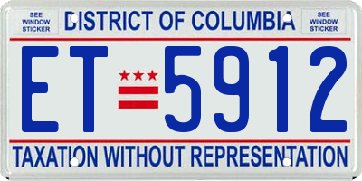 DC license plate ET5912