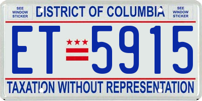 DC license plate ET5915